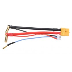  XT60 con cable de balanceo para batería Lipo de caja dura 2S conectores 4mm 90º