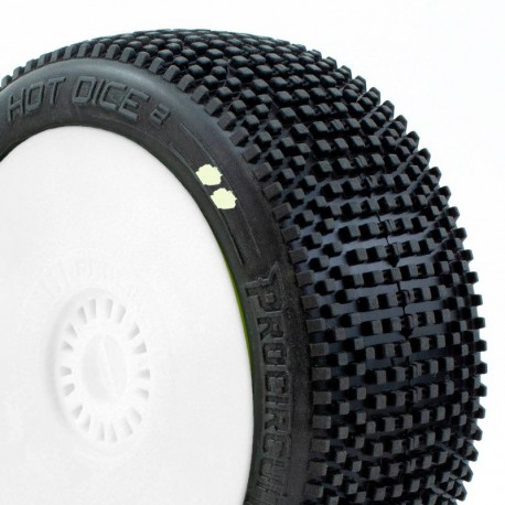 Procircuit HOT DICES v2 BUGGY S1 (SUPER SOFT) PRE-MOUNTED WHITE (2pcs.)