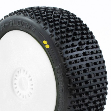 PROCIRCUIT H-BLOCK v2 BUGGY S2 (SOFT) PRE-MOUNTED WHITE (2pcs.)