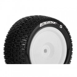 Louise RC - E-MAGLEV - 1-10 Buggy Tire Set - Mounted - Soft - White Wheels - Hex 12mm - 4WD - Rear