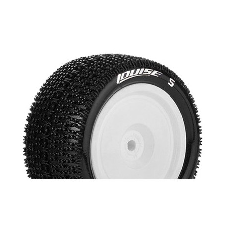 Louise RC - E-MAGLEV - 1-10 Buggy Tire Set - Mounted - Soft - White Wheels - Hex 12mm - 4WD - Rear