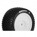 Louise RC - E-MAGLEV - 1-10 Buggy Tire Set - Mounted - Soft - White Wheels - Hex 12mm - 4WD - Rear