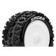 Louise RC - E-SPIDER - 1-10 Buggy Tire Set - Mounted - Soft - White Wheels - Hex 12mm - 4WD - Rear