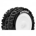 Louise RC - E-SPIDER - 1-10 Buggy Tire Set - Mounted - Soft - White Wheels - Hex 12mm - 4WD - Rear