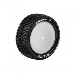 Louise RC - E-MAGLEV - 1-10 Buggy Tire Set - Mounted - Super Soft - White Wheels - Hex 12mm - 4WD - Front - L-T3174VWKF