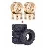 4 Pieces of 0.7 Inch Rubber Tires and Brass Rims for AXIAL SCX30