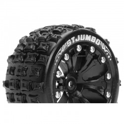 Louise RC - ST-JUMBO - 1-10 Stadium Truck Tire Set - Mounted - Sport - Black 2.8 Wheels - 1/2-Offset - Hex 12mm - L-T321