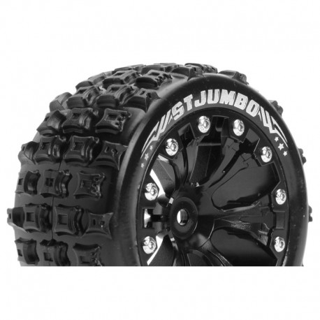 Louise RC - ST-JUMBO - 1-10 Stadium Truck Tire Set - Mounted - Sport - Black 2.8 Wheels - 1/2-Offset - Hex 12mm - L-T321