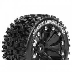Louise RC - ST-UPHILL - 1-10 Stadium Truck Tire Set - Mounted - Sport - Black 2.8 Wheels - Hex 14mm - L-T3211SBM