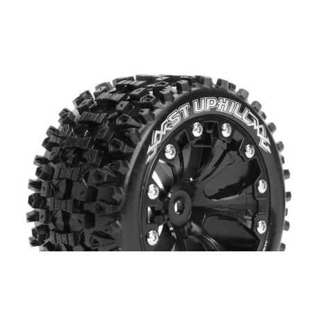 Louise RC - ST-UPHILL - 1-10 Stadium Truck Tire Set - Mounted - Sport - Black 2.8 Wheels - Hex 14mm - L-T3211SBM