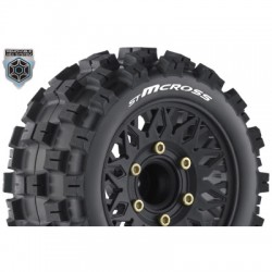 Louise RC - ST-MCROSS - 1-10 Stadium Truck Tire Set - Mounted - Sport - Black Wheels - Removable HEX 12 Narrow 12 Wide