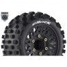 Louise RC - ST-ROCK - 1-10 Stadium Truck Tire Set - Mounted - Sport - Black Wheels - Removable HEX 12 Narrow 12 Wide 1