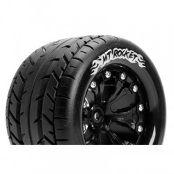 Louise RC - MT-ROCKET - 1-10 Monster Truck Tire Set - Mounted - Sport - Black 2.8 Wheels - 1/2-Offset - Hex 12mm - L-T32