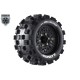 Louise RC - MT-MCROSS - 1-10 Monster Truck Tire Set - Mounted - Sport - Black Wheels - Removable HEX 12 Narrow 12 Wide