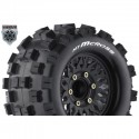 Louise RC - MT-MCROSS - 1-10 Monster Truck Tire Set - Mounted - Sport - Black Wheels - Removable HEX 12 Narrow 12 Wide