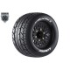 Louise RC - MT-ROCKET - 1-10 Monster Truck Tire Set - Mounted - Sport - Black Wheels - Removable HEX 12 Narrow 12 Wide