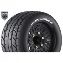 Louise RC - MT-ROCKET - 1-10 Monster Truck Tire Set - Mounted - Sport - Black Wheels - Removable HEX 12 Narrow 12 Wide