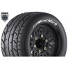 Louise RC - MT-ROCKET - 1-10 Monster Truck Tire Set - Mounted - Sport - Black Wheels - Removable HEX 12 Narrow 12 Wide