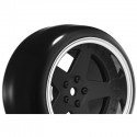 Louise RC - 1-10 Drift Tire Set - Mounted - 5-Spoke Wheels Matte Black - Removable 2 4 6 8mm Offset - Hex 12mm