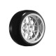 Louise RC - 1-10 Drift Tire Set - Mounted - 14-Spoke Wheels Matte Silver - Removable 2 4 6 8mm Offset - Hex 12mm 