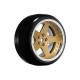 Louise RC - 1-10 Drift Tire Set - Mounted - 5-Spoke Wheels Bronze - Removable 2 4 6 8mm Offset - Hex 12mm