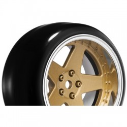 Louise RC - 1-10 Drift Tire Set - Mounted - 5-Spoke Wheels Bronze - Removable 2 4 6 8mm Offset - Hex 12mm
