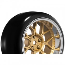 Louise RC - 1-10 Drift Tire Set - Mounted - 14-Spoke Wheels Bronze - Removable 2 4 6 8mm Offset - Hex 12mm 