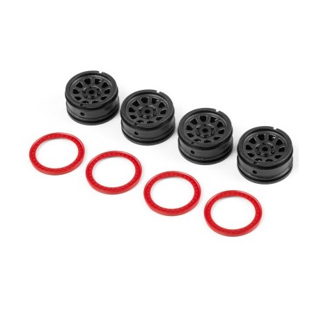 Pro-Line Racing 1-30 Raceline Daytona Front-Rear Wheels with Bead Ring Black-Red (4): SCX30